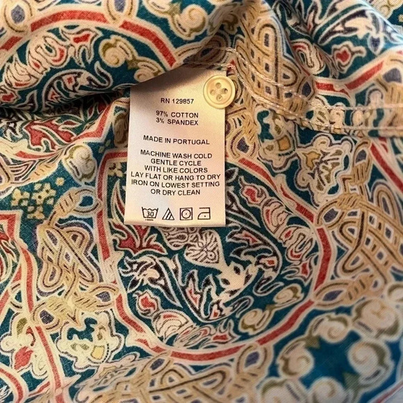 The Shirt Rochelle Behrens Print Button Down Blouse Medium - Picture 5 of 5